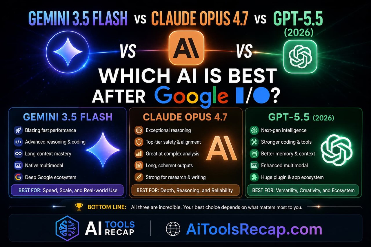 Gemini 3.5 Flash vs Claude Opus 4.7 vs GPT-5.5 — Which AI Wins After Google I/O 2026?